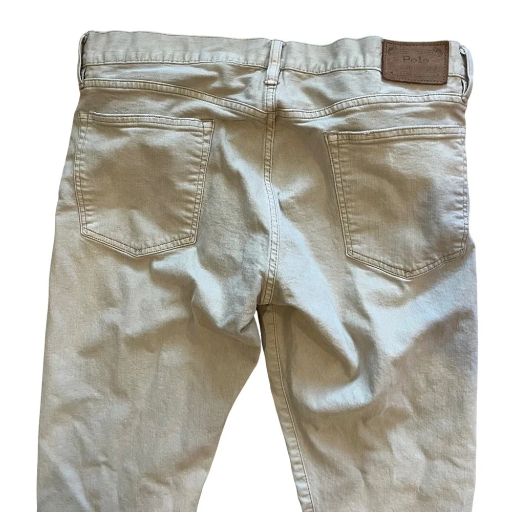 Polo Ralph Lauren Varick Slim Straight Pants Mens 36x34 Khaki Tan Button Fly RL